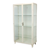 Old metal pharmacy cabinet medicine cupboard glass industrial 1950s