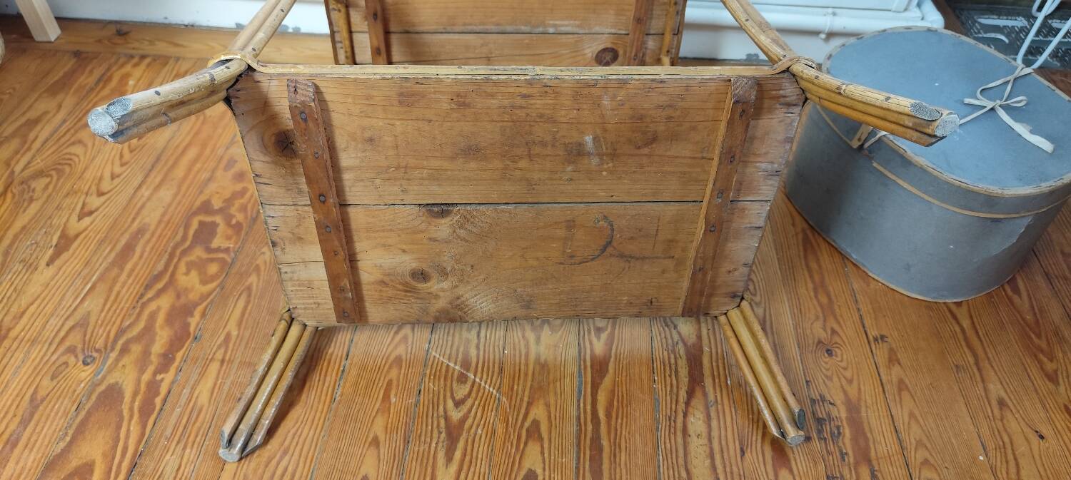 Rattan and cork side table