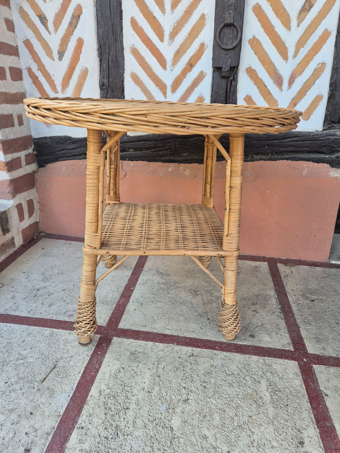 Vintage rattan wicker coffee table