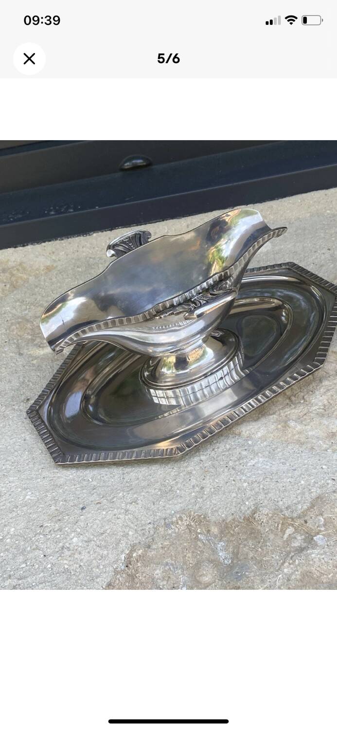 Magnificent Art Deco Silver Metal Sauce Boat by Georges Weinthal
