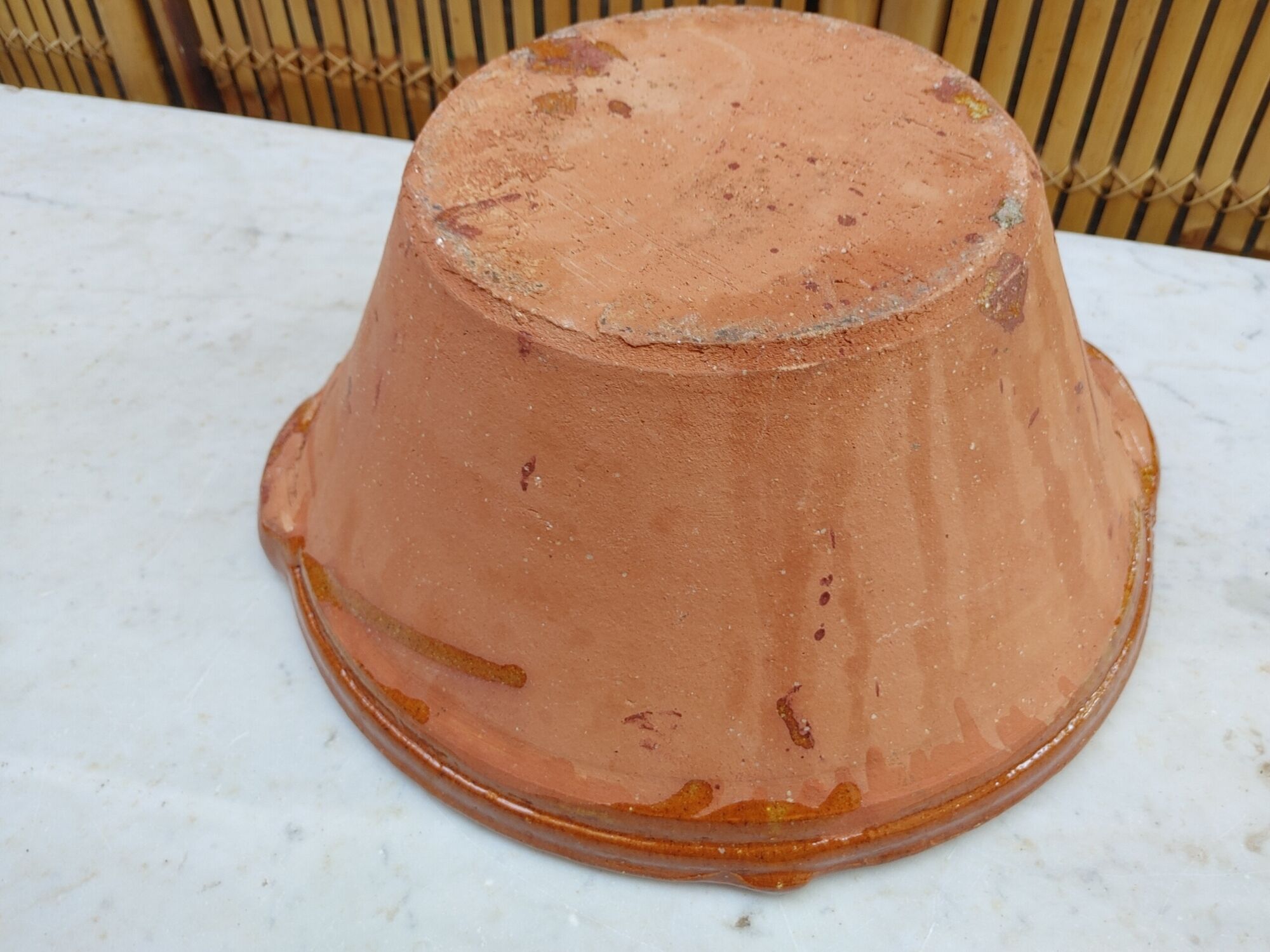 Ancient provençal tian in varnished terracotta - ø 34/35.5 cm