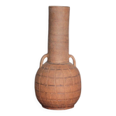 Vase en terre cuite avec anses vintage, déco intérieur, primitif,brutaliste