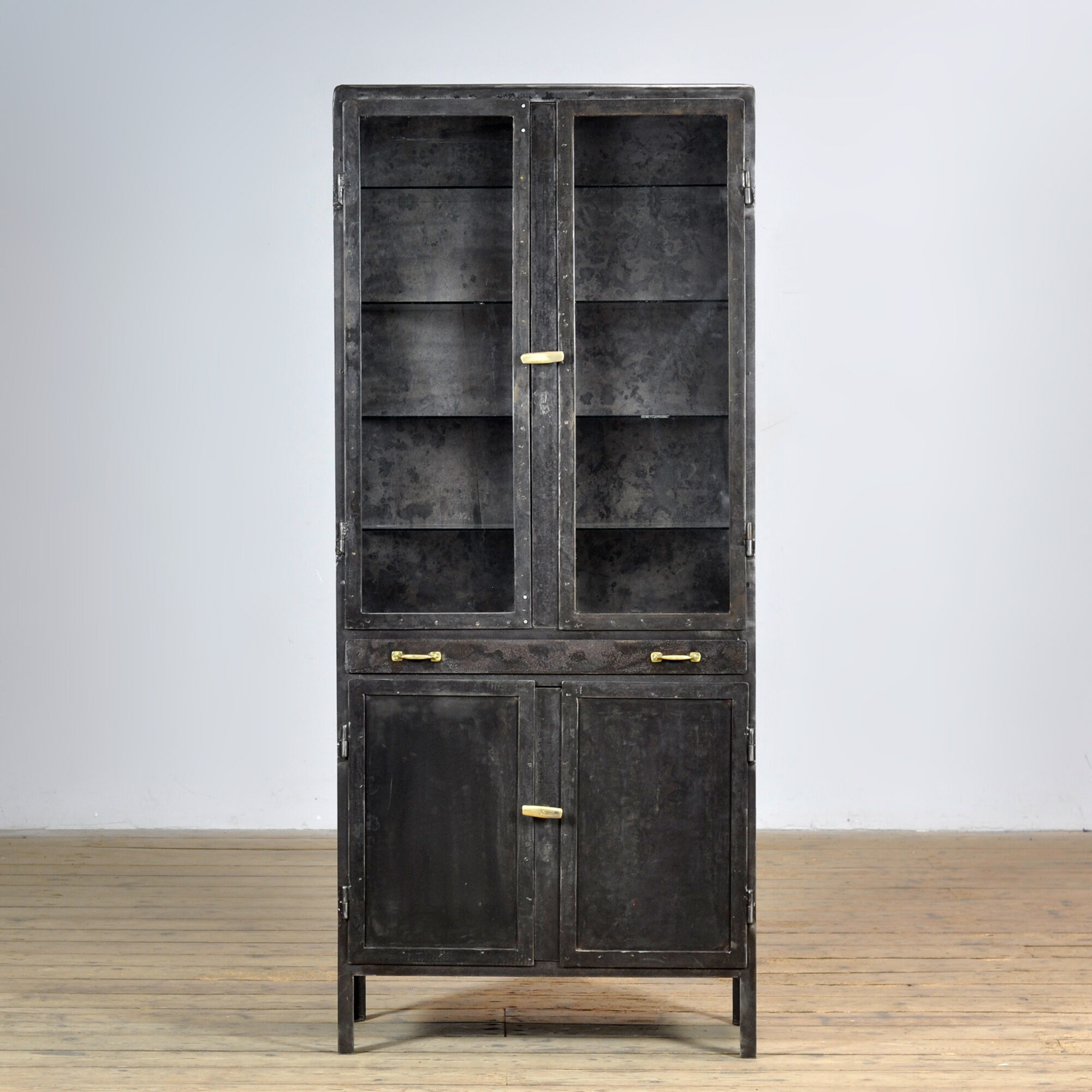 Polished iron medical cabinet, 1950s