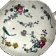 Gien, coupe faïence polychrome insectes et fleurs fin XIXème