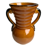 Vallauris yellow ceramic vase made in France 70s