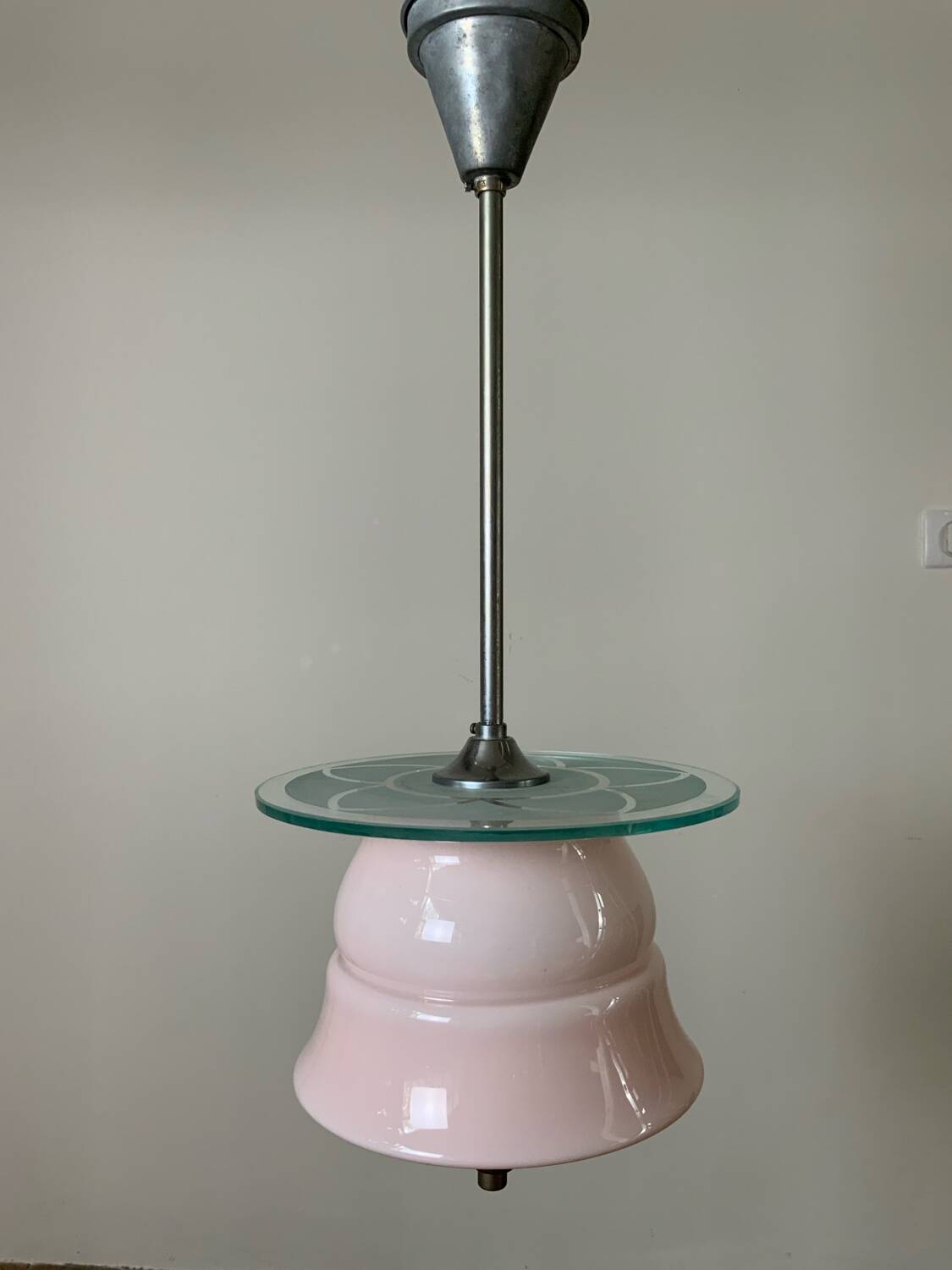 Pink opaline pendant light