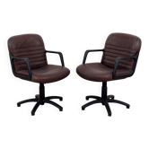 Brown swivel armchair pair by Palladium - made in Italy 1970