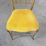 Chaise de salle à manger en laiton italienne par Chiavari, années 1970.