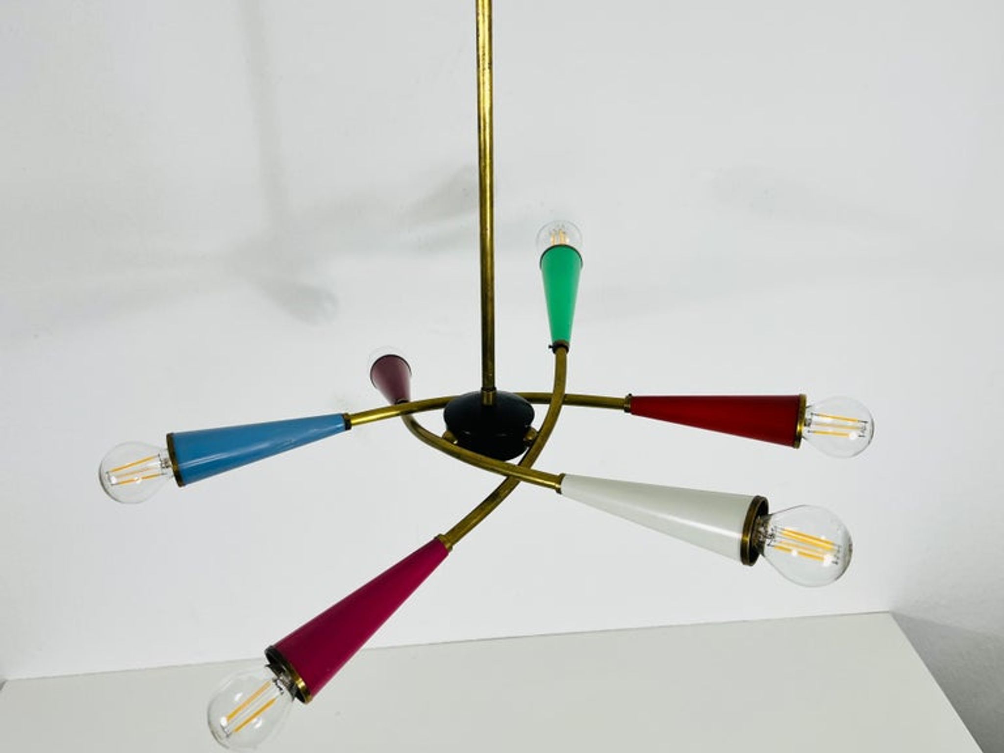 Arredoluce Sputnik brass chandelier 1950s