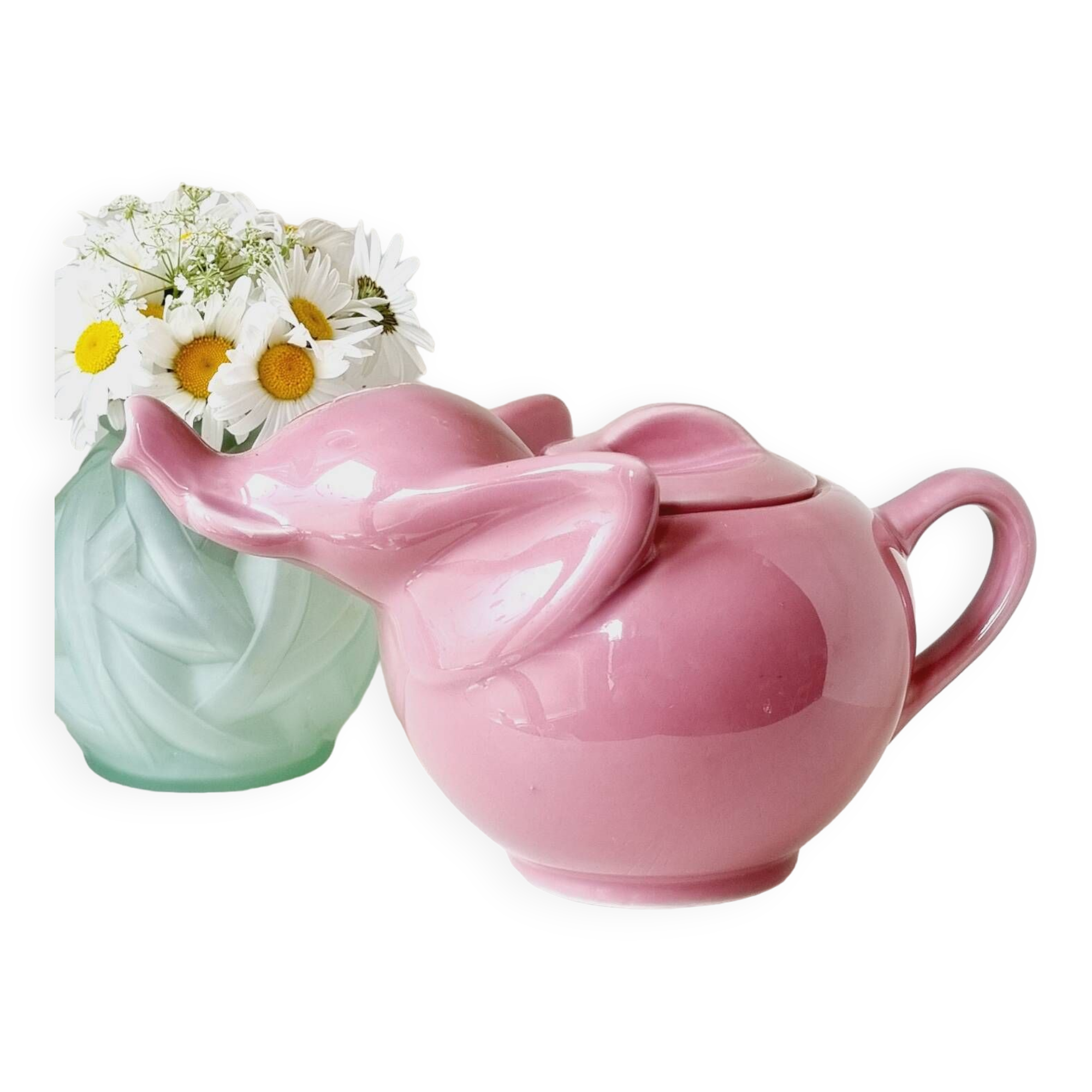 Pink ceramic elephant teapot