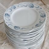 6 dessert plates - Antique tableware set 82 pieces Sarreguemines earthenware Art Nouveau style