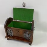 Wooden box in trunk style decorated coat of arms