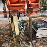 Modern brass magazine rack,  Italy 1970