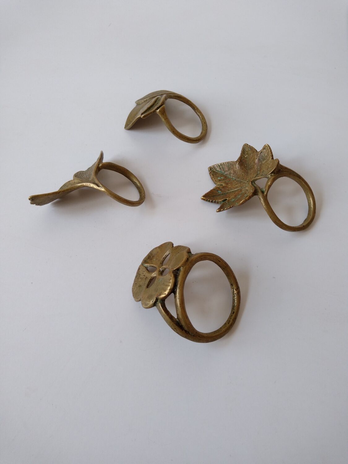 Vintage vegetable brass napkin rings
