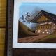 Vintage alpine table in carved and painted wood - signed