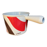 Vintage Le Creuset enameled cast iron fondue pot from the 1970s