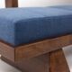 Three-seater bench in light ash and blue mohair velvet. Contemporary.