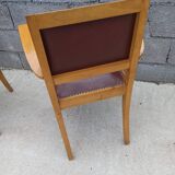 Pair of bridge armchair in brown skaï year 50s