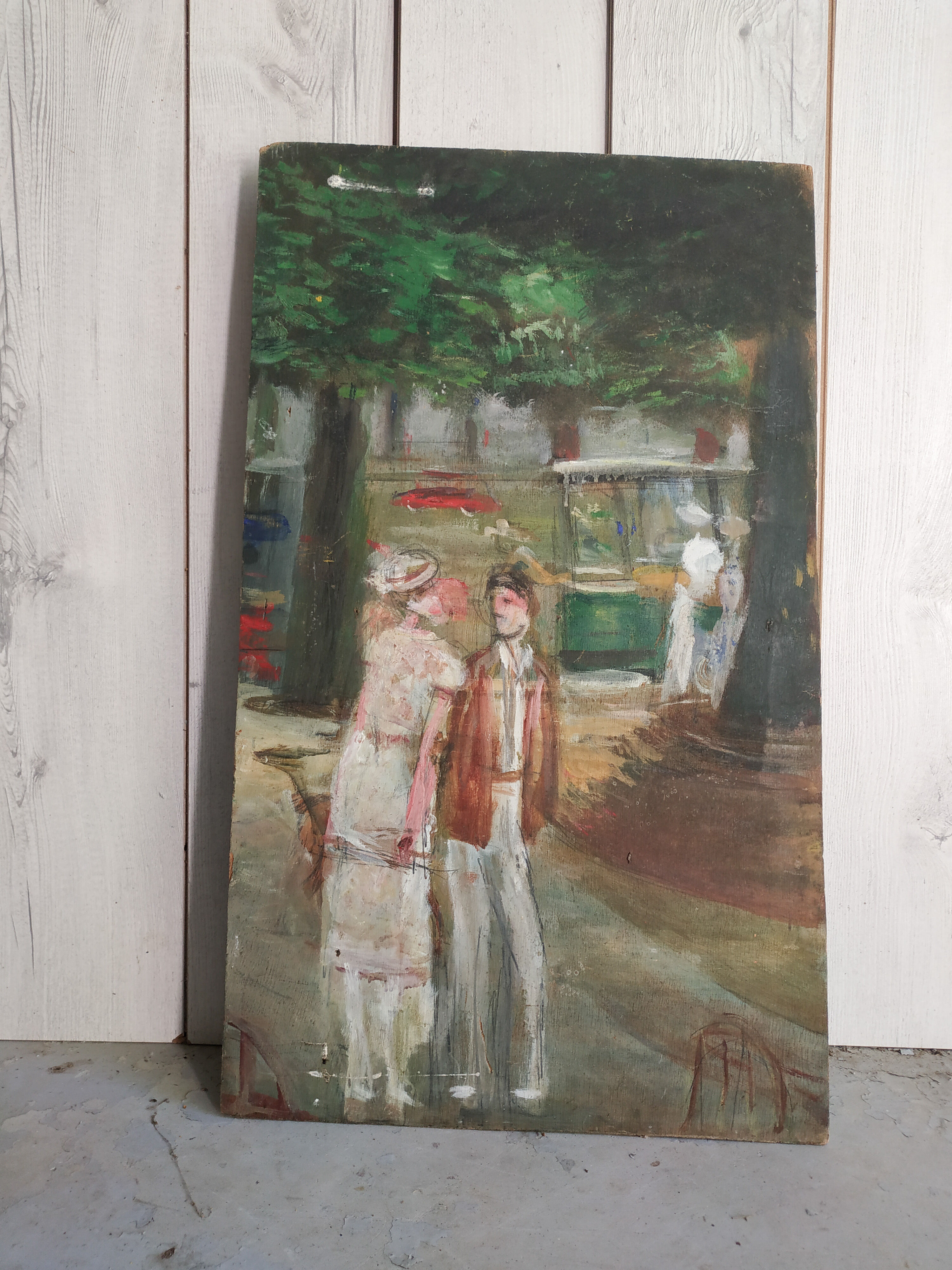 Theatre decoration painted on wood