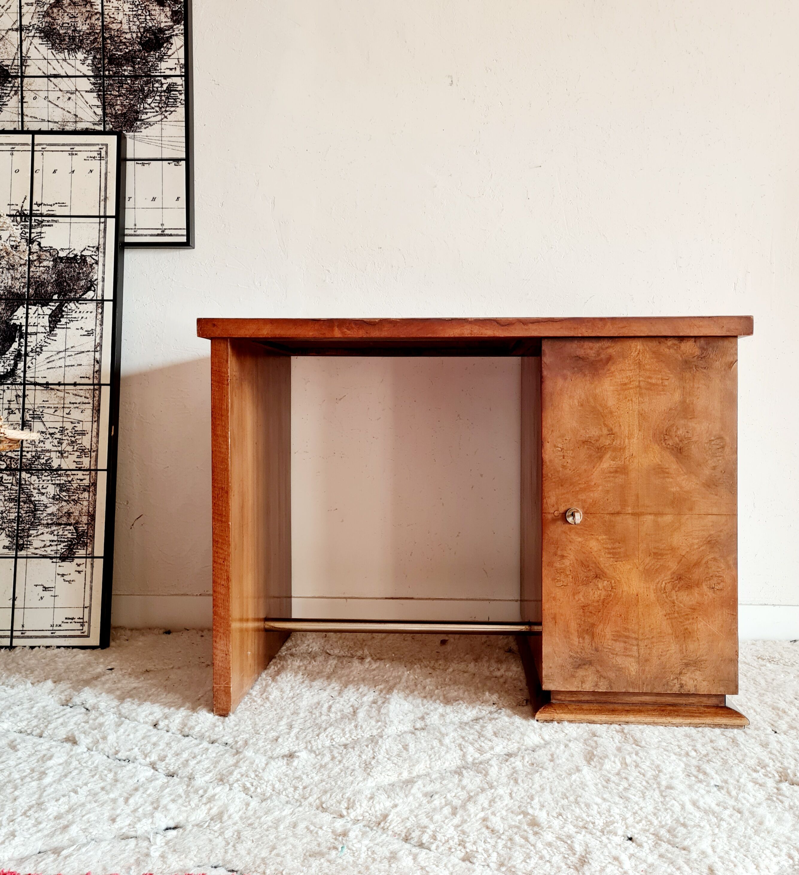 Art Deco desk mahogany plating blond