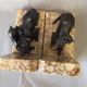 Pair of marble bookends and ruler representing a deer with his mother and a deer