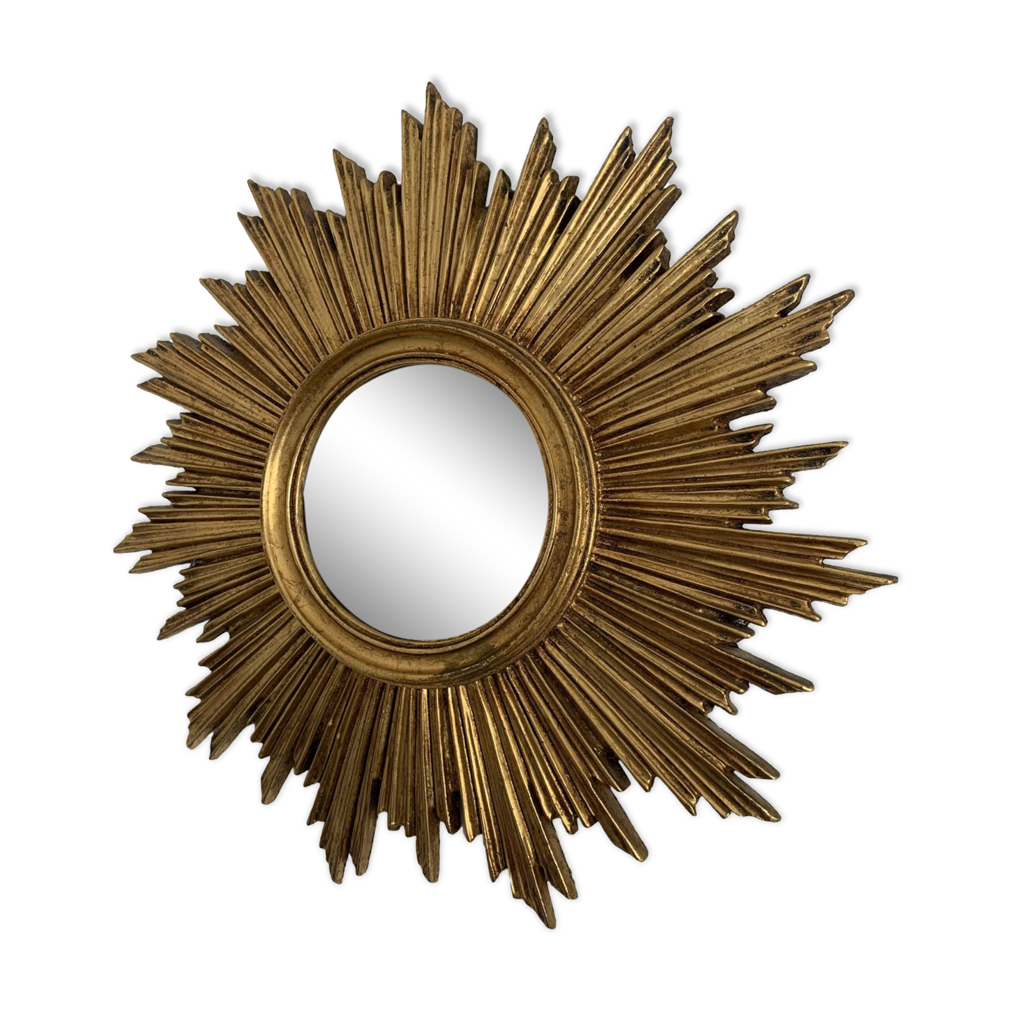 Vintage mirror 1960 witch's eye sun gold leaf - 43 cm