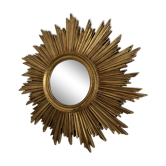 Vintage mirror 1960 witch's eye sun gold leaf - 43 cm