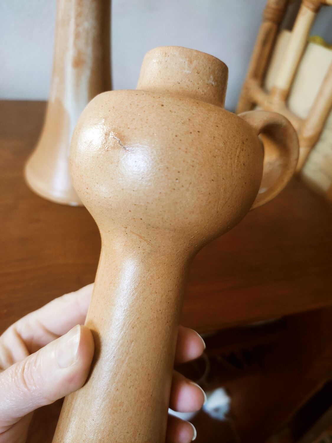 Duo de bougeoirs en grès satiné