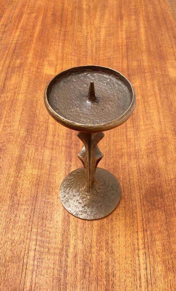 Brutalist metal candlestick mid-century