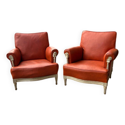 Paire de fauteuils bergères style néoclassique maison Jansen vers 1950