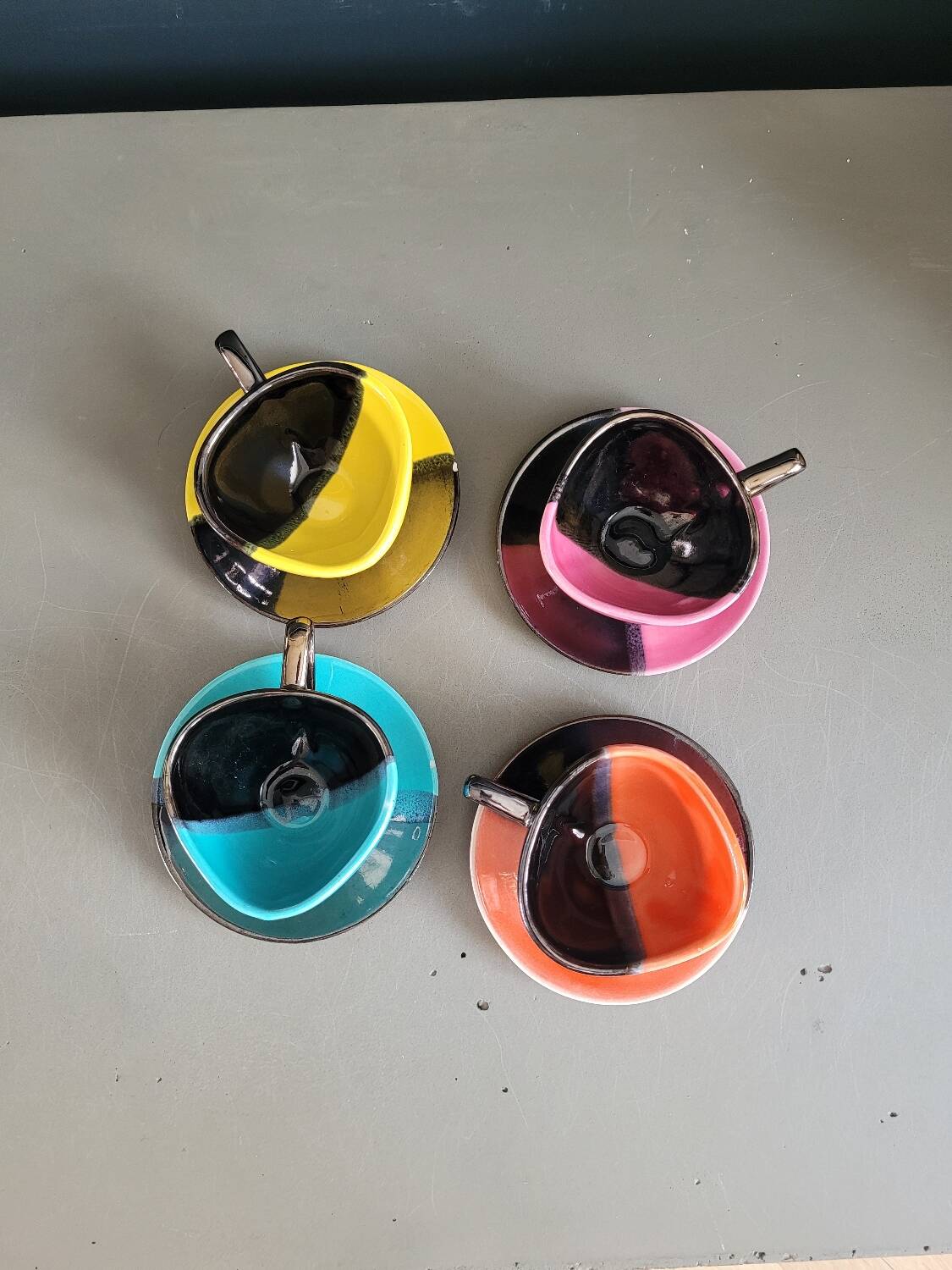 Set of 4 Vallauris coffee cups - Signed Luc Vallauris