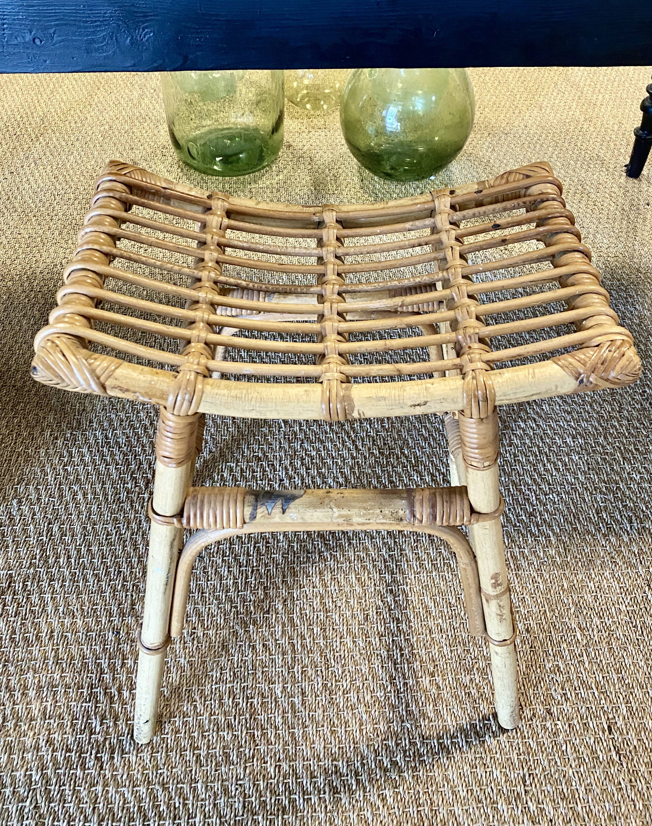 Vintage rattan stool