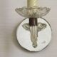 French Vintage Small Mirrored Backplate Wall Sconce Glass Arm & Bobeche