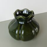 Small corolla vase in khaki glazed ceramic