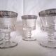Set of 5 engraved Murano wine (or water) glasses, silver rim