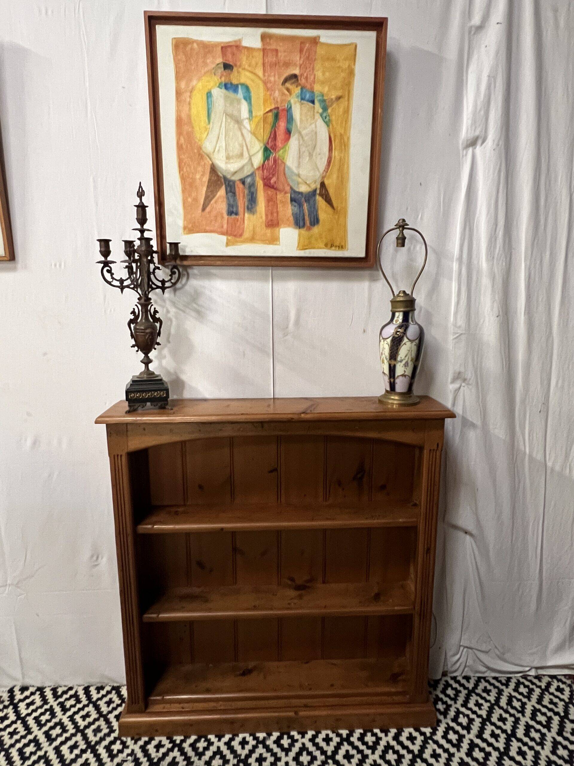 Bibus in solid pine, bookcase in pitch pine, 20th century manufacturing