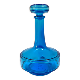 Vase carafe vintage en verre bleu turquoise