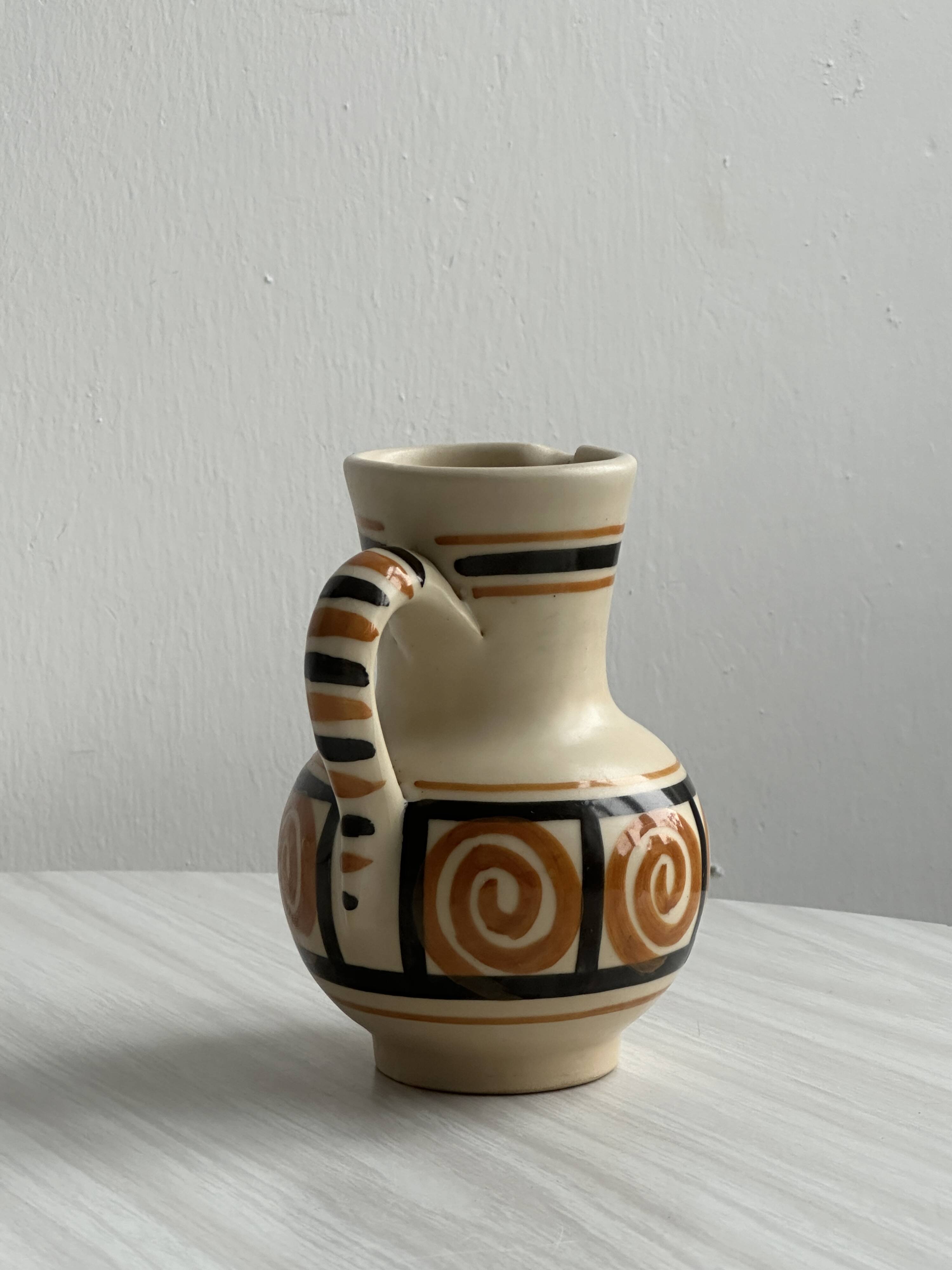 Small pitcher - hand painted ceramic milk jug from Spain.