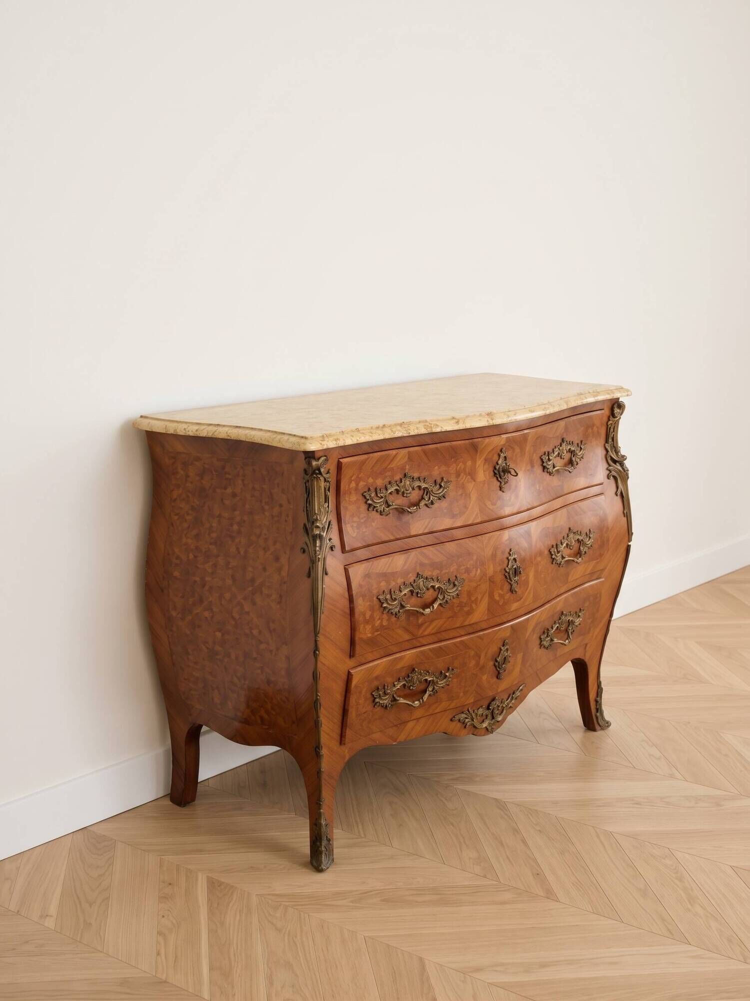 Antique Louis XV commode inlaid with a marble top