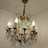 Cage chandelier with 6 light arms and crystal dagger, late 19th century