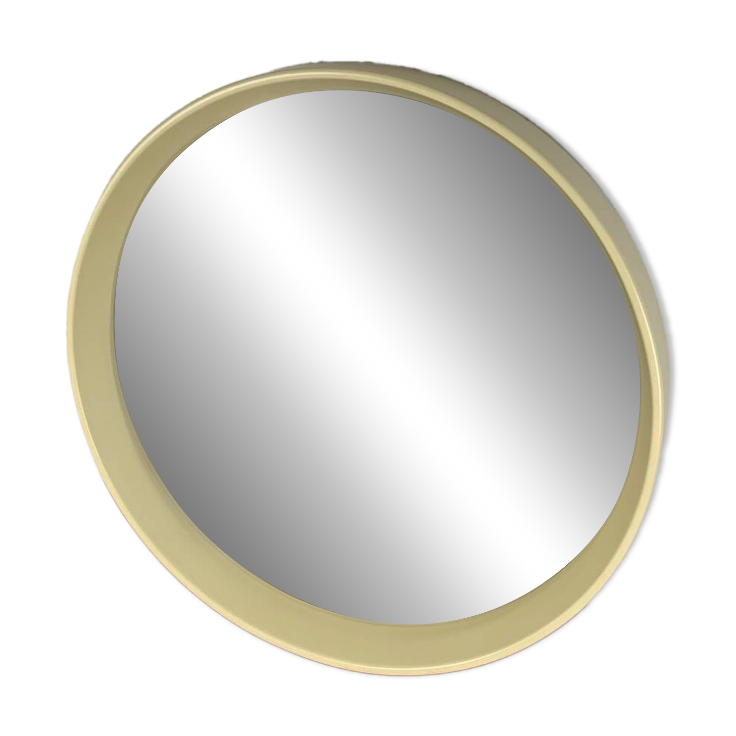 Miroir rond vintage en plastique , 1980, couleur crème