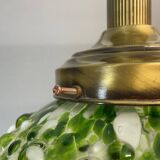 Hand-blown green art glass large chandlier