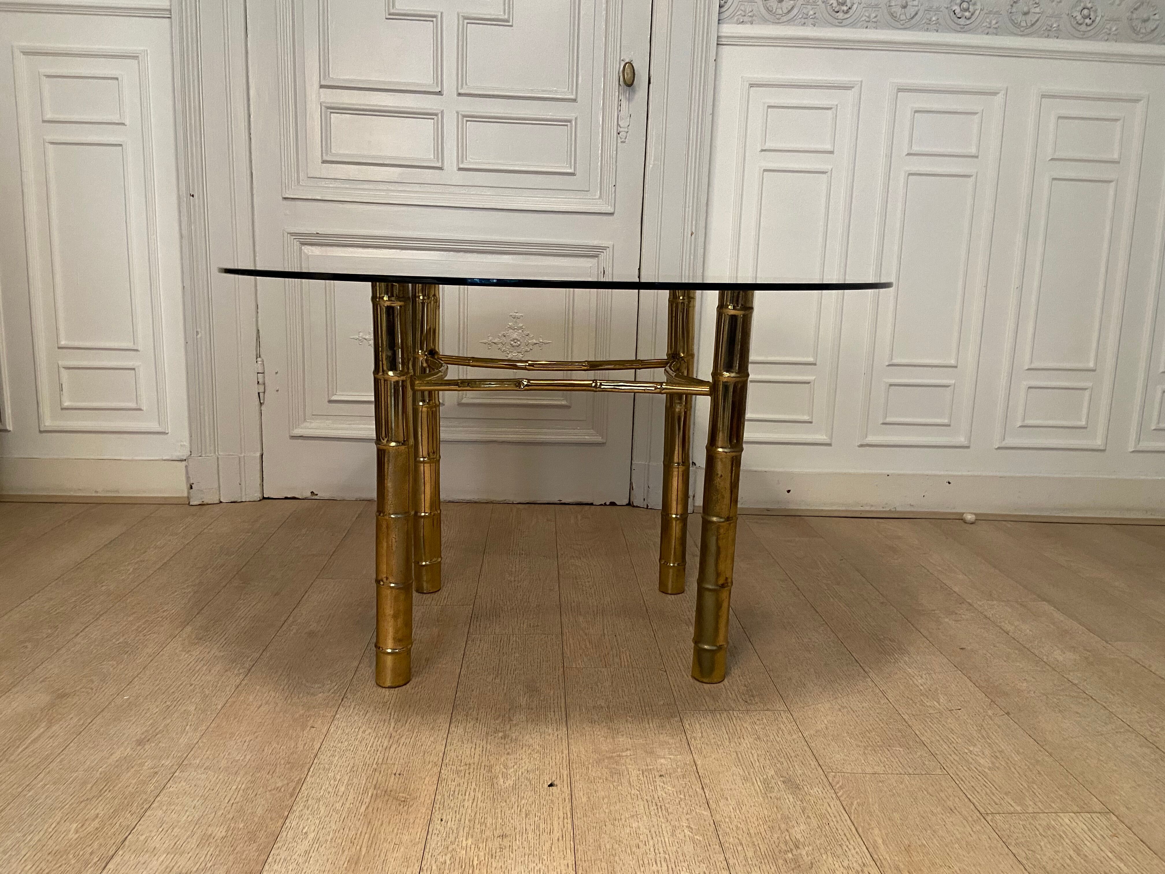 Dining table, fake golden bamboo, 1970s