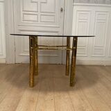Table à manger, faux bambou doré, 1970s