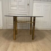 Table à manger, faux bambou doré, 1970s