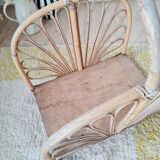 Magazine rack, vintage log holder in rattan