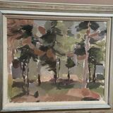Original Swedish Oil on Canvas – “Pine Forest” by Jan Dahlin – Dated 1959