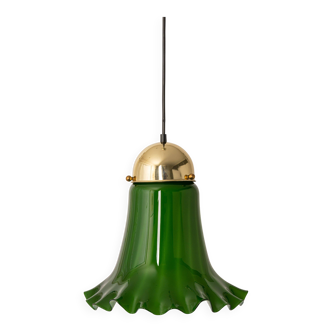Green glass pendant by Peill & Putzler, Germany, 1970.