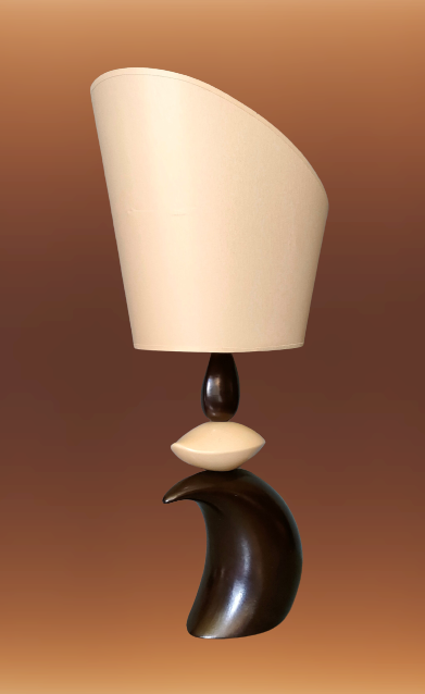 Louis Drimmer stylized lamp boat on the wave - ceramic enamelled two colors - 70s