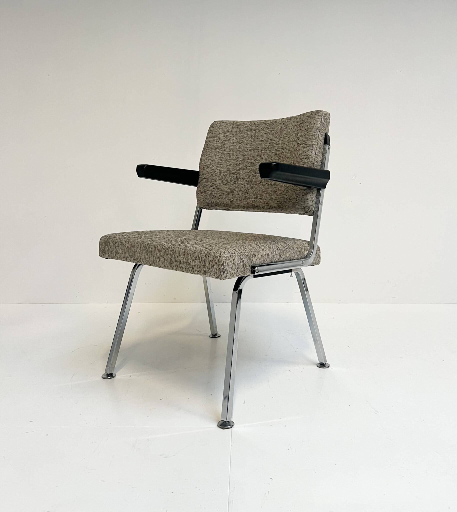 Gray upholstered designer armchair attributed to Gispen, 1960s